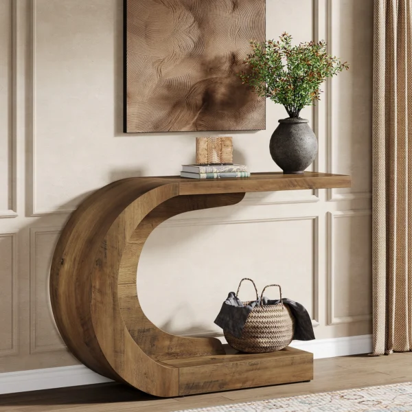 Mid-Century Modern C-Shaped Console Table