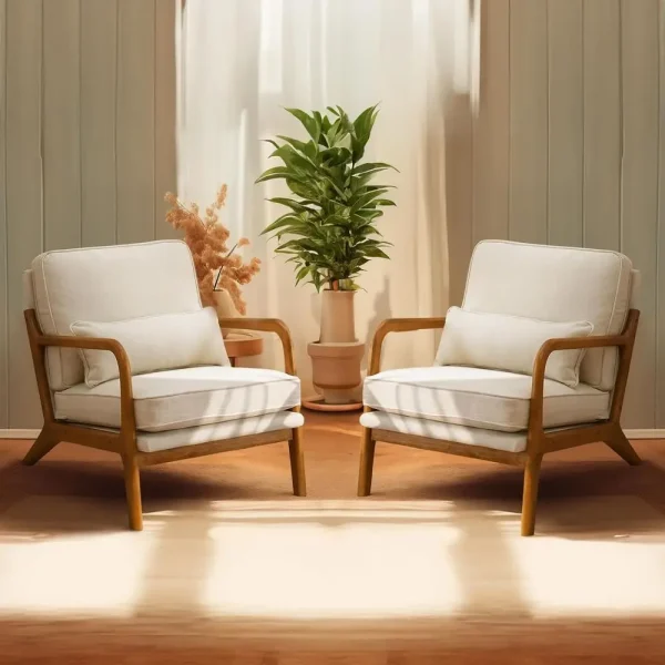 Beige Accent Chairs Set of 2